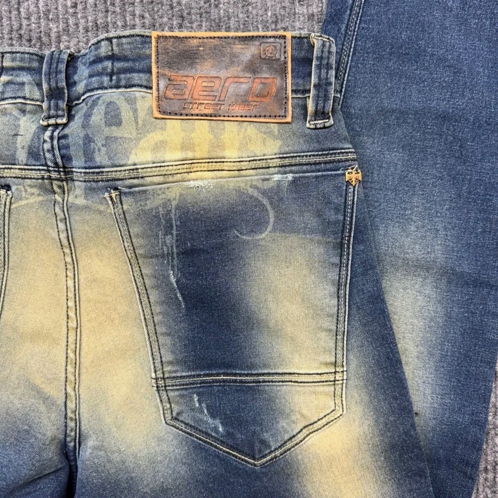 Aero Mens Size‎ 42 33x33 Dirty Wash Jeans Mud Wash Button Fly Y2K Streetwear